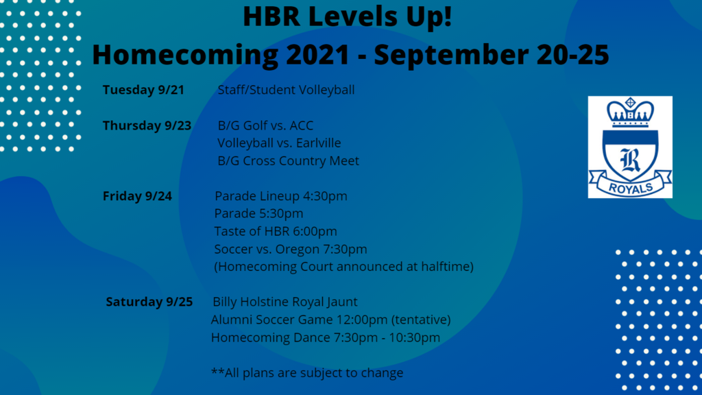 HBRHS Homecoming Schedule