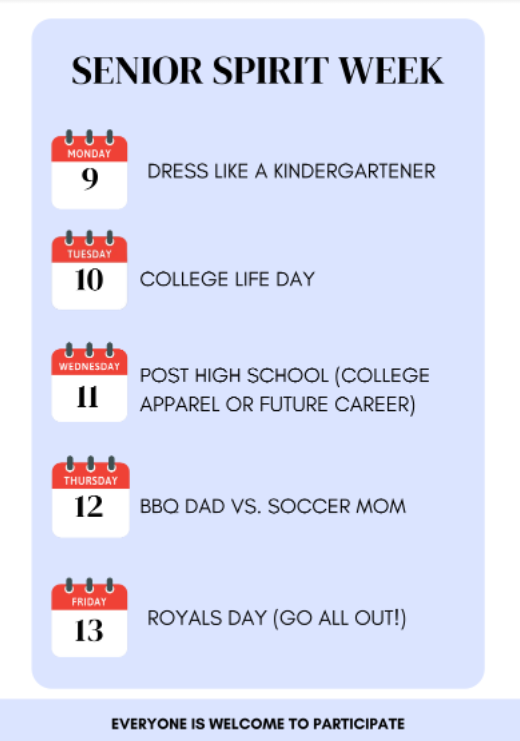 Description of each day of Senior Spirit Week